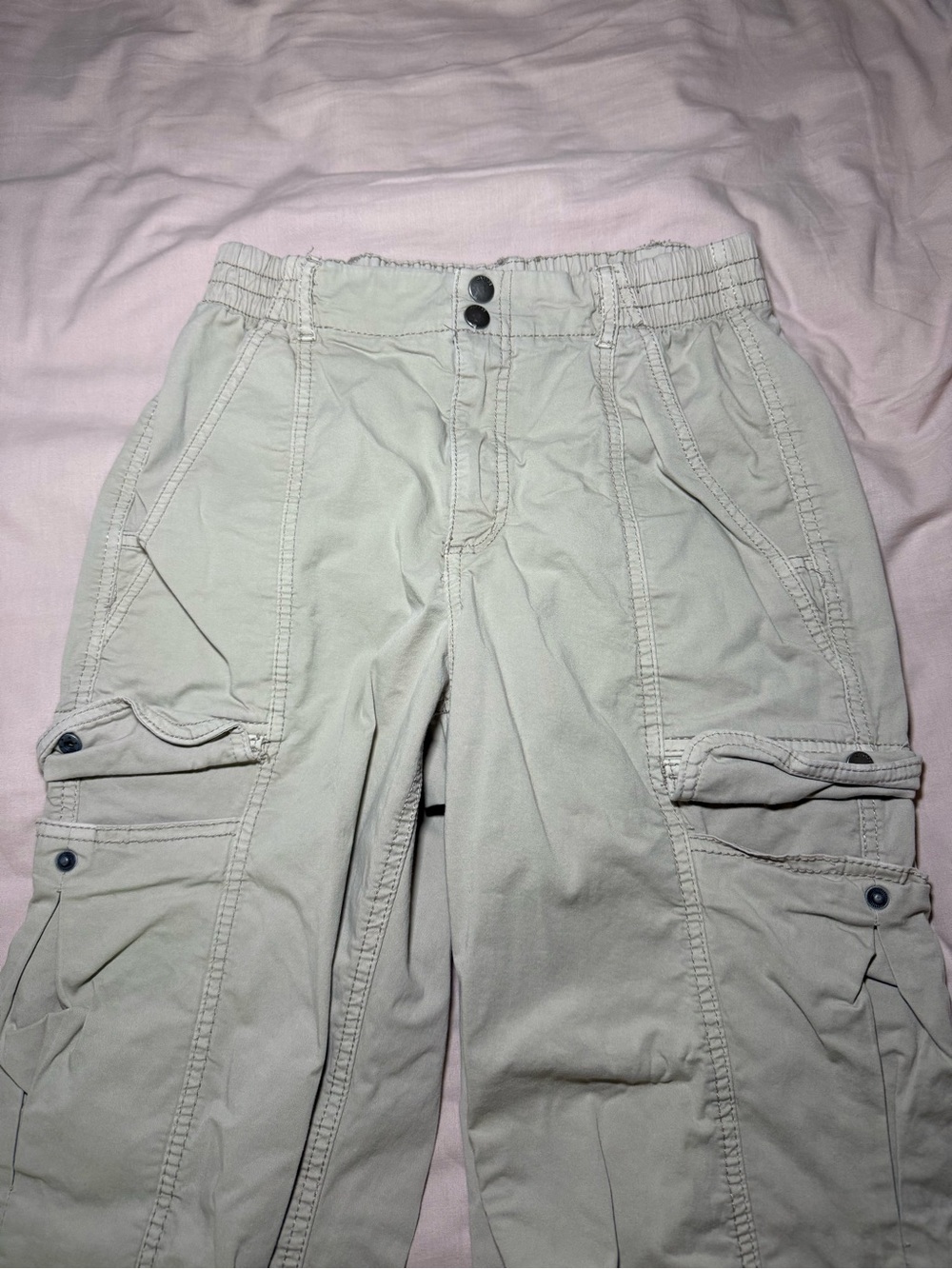 Garage Women's Light Beige Cargo Pants - Elastic Waist Utility Style
